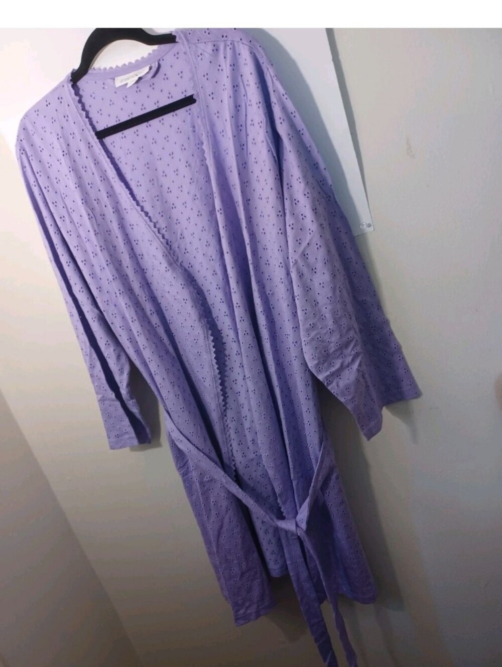 Dreams And Co. Lavender Eyelet Robe - Women's Lightweight New Size Large